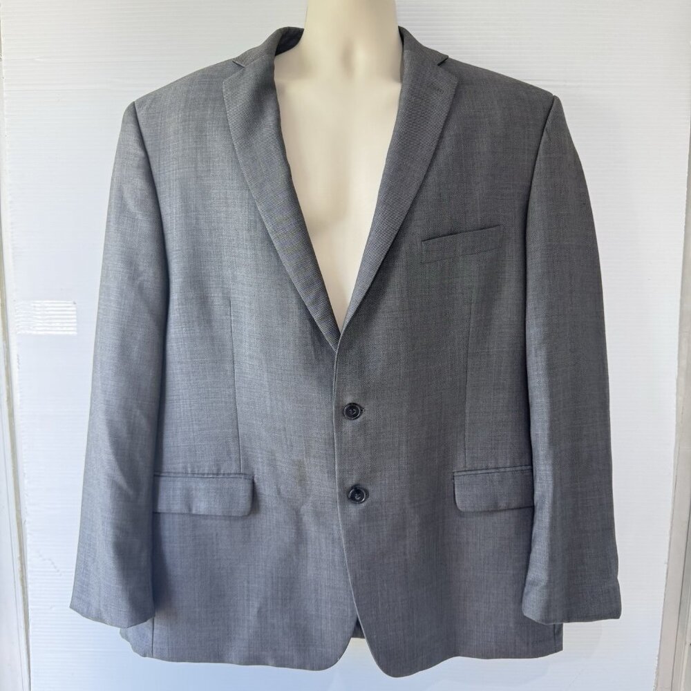 Calvin Klein SLIM Mens Sport Coat 48R Jacket Two Button Gray Wool Solid
